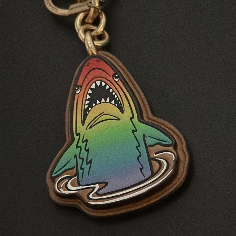 Coach Rainbow Sharky Bag Charm Keychain Leather Pride Limited Edition Purse clip - Picture 2 of 5